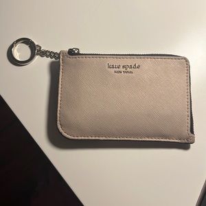 Kate spade taupe and black keychain card holder used